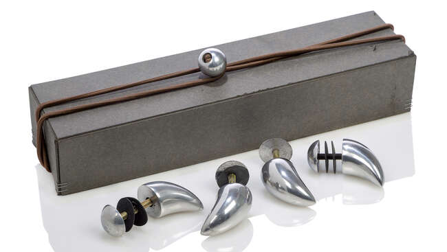 
	
		Phillipe Starck (b.1949), a set of four &#39;Mimi Bayou&#39;  
		door handles  for O.W.O/Alessi ...