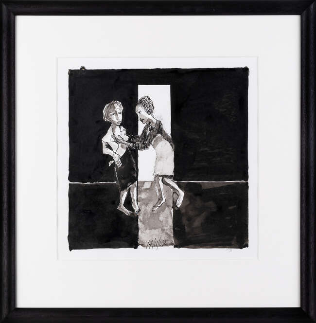 
	
		John Barnicoat, 
		British 1924-2013 - 
		 
		Two Women, 2001; 
		 
		ink and pencil...