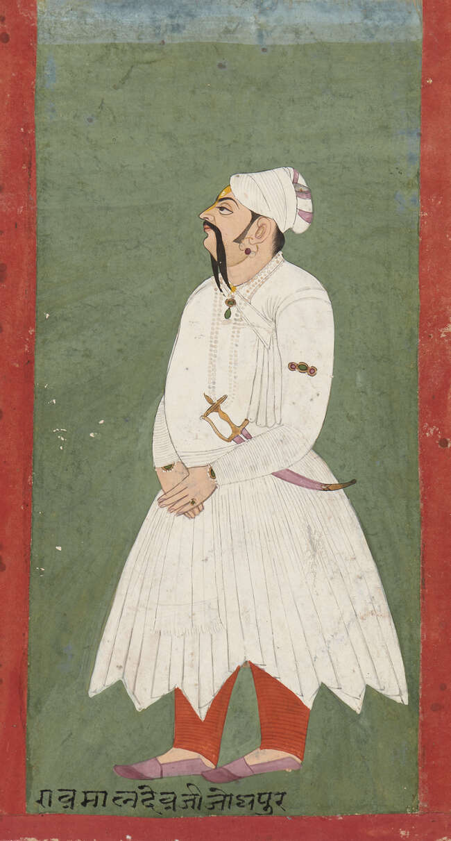 
	
		Portrait of Rao Maldev Rathore of Jodhpur (r.1532-62), Rajasthan, 19th century, opaque...