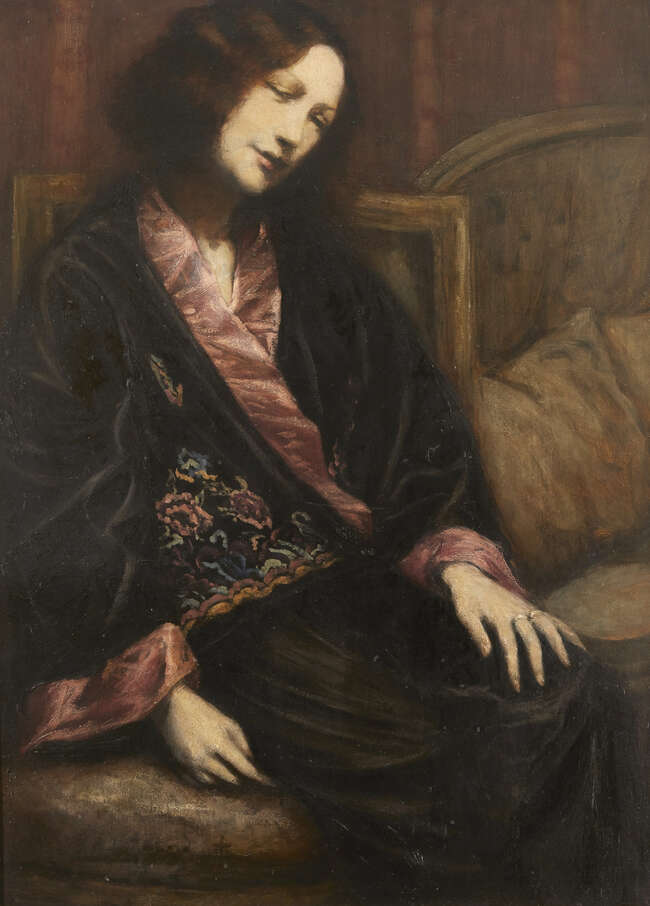 
	
		Émile Henri Bernard, 
		French 1868-1941-
		 
		Femme assise tête penchée, 1935;
		