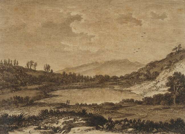 
	
		Alexander Cozens, 
		 
		British 1717-1786- 
		 
		The Small lake; 
		 
		pen and...