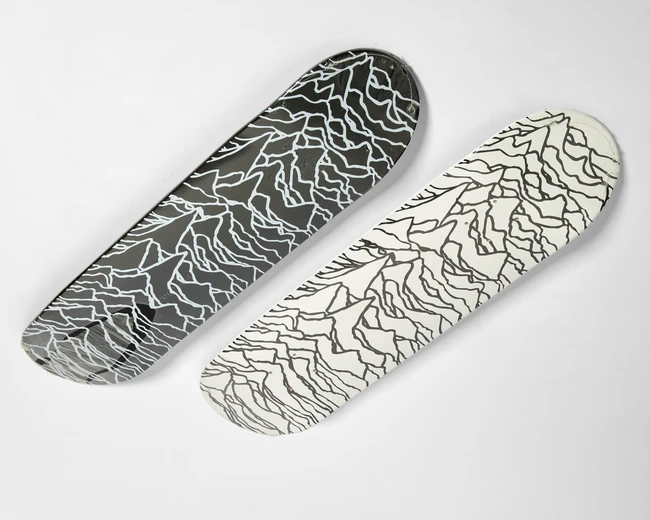 Peter Saville, British b.1955-  'Unknown Pleasures' Skatedecks, 2005; Two Peter Saville for...