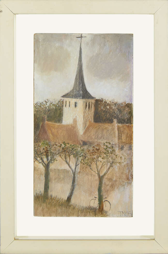 
	
		Tessa Newcomb, 
		British b.1955- 
		
		French Village, 2005;
		 
		oil on board,...