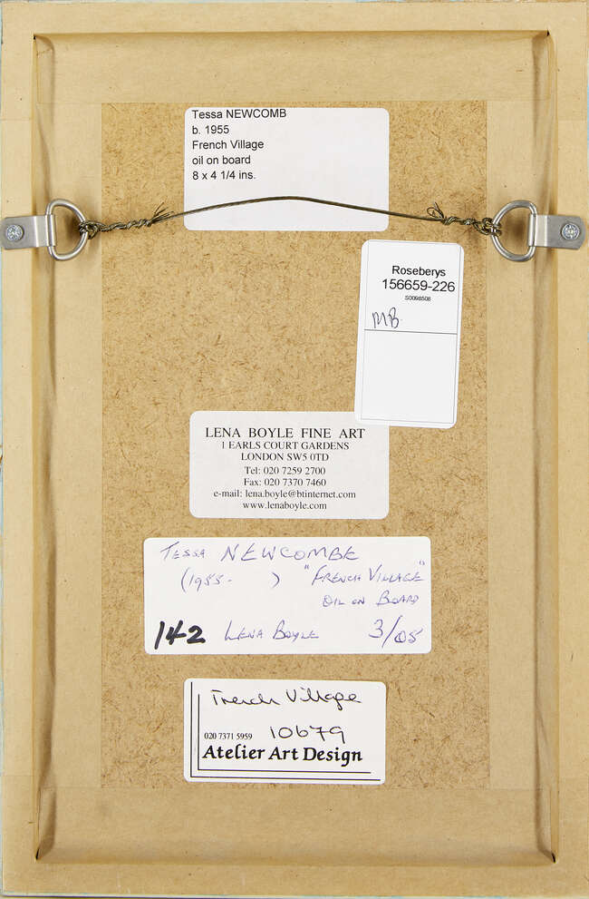 
	
		Tessa Newcomb, 
		British b.1955- 
		
		French Village, 2005;
		 
		oil on board,...