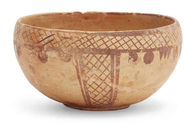 
	
		A small Neolithic buffware pottery bowl, Persia, 3rd millenium BC, of deep form, the...