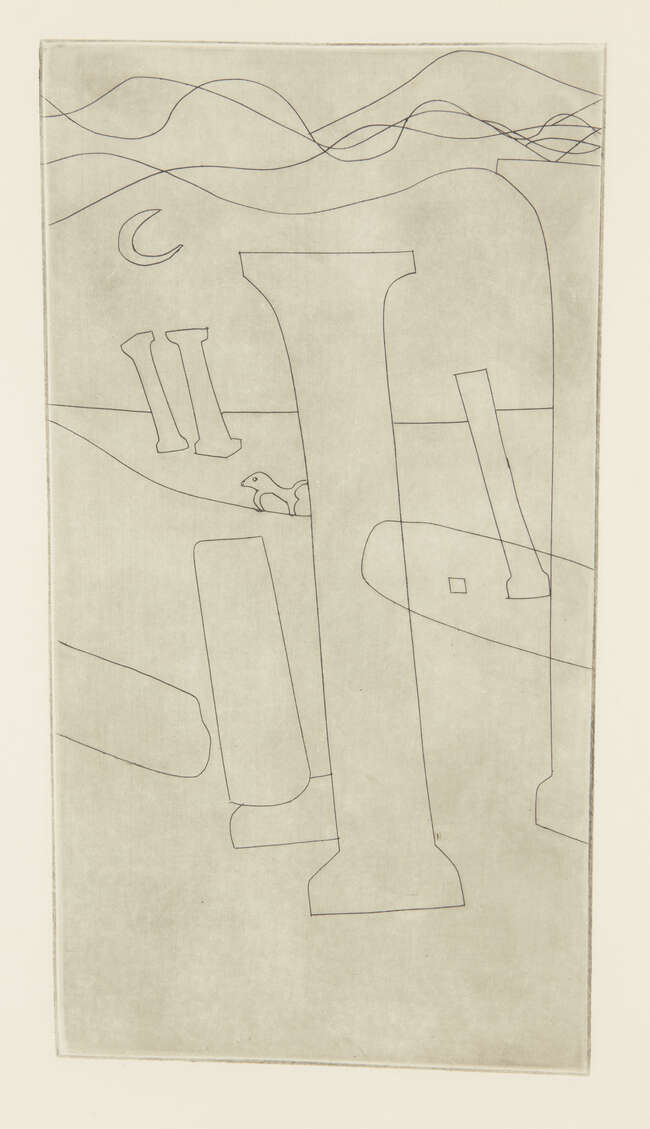 
	
		Ben Nicholson OM,
		British 1894-1982-
		 
		Palaestra with Moon [Lafranca 118],...