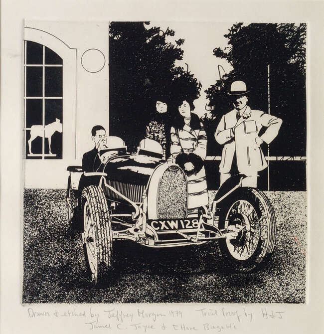 
	
		Jeffrey Morgan, 
		British b.1942- 
		James Joyce and E Hore Bugatti, and People posing...