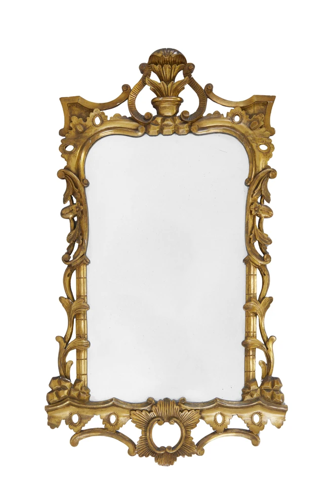 A Continental giltwood pier mirror, of George III style, first quarter 20th century, the pierced...