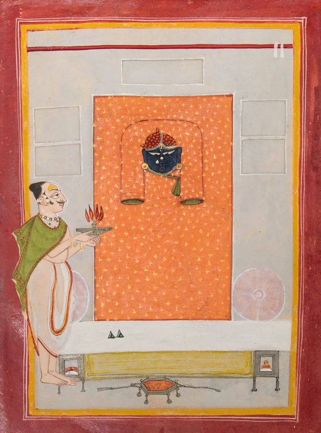 The worship of Srinathji, Nathdwara, North India, 19th century, 
Opaque pigments on paper, the...