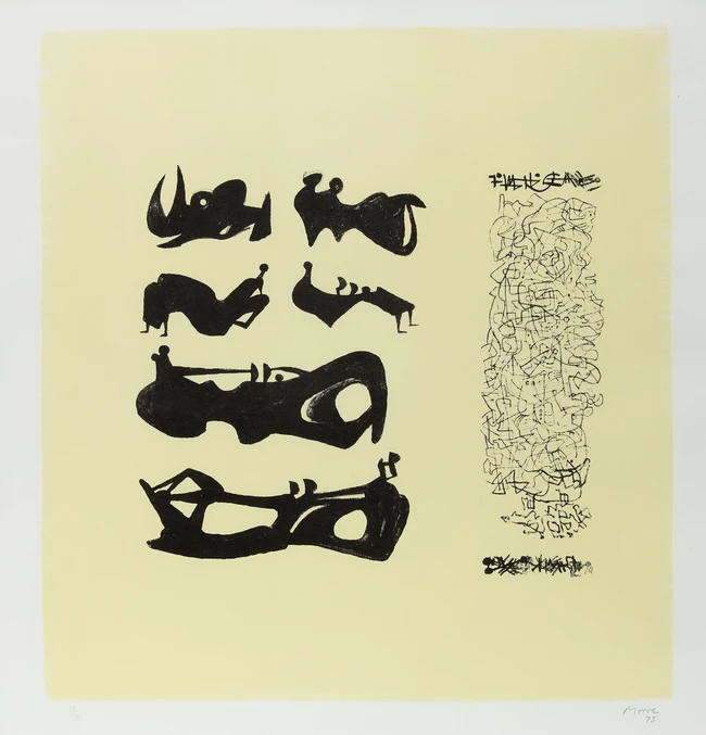 Henry Moore OM CH FBA, British 1898-1986, Silhouette Figures with Border Design, 1973; lithograph...
