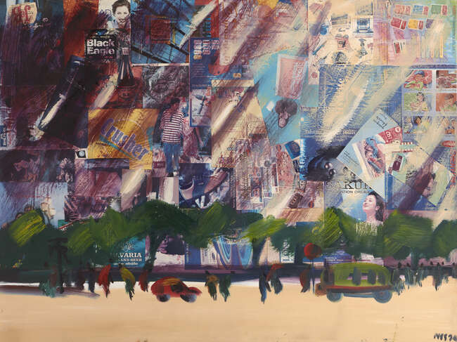 
	
		NYEIN CHAN SU, (Burmese, b. 1973), mixed media on canvas, street scene, initialled and...