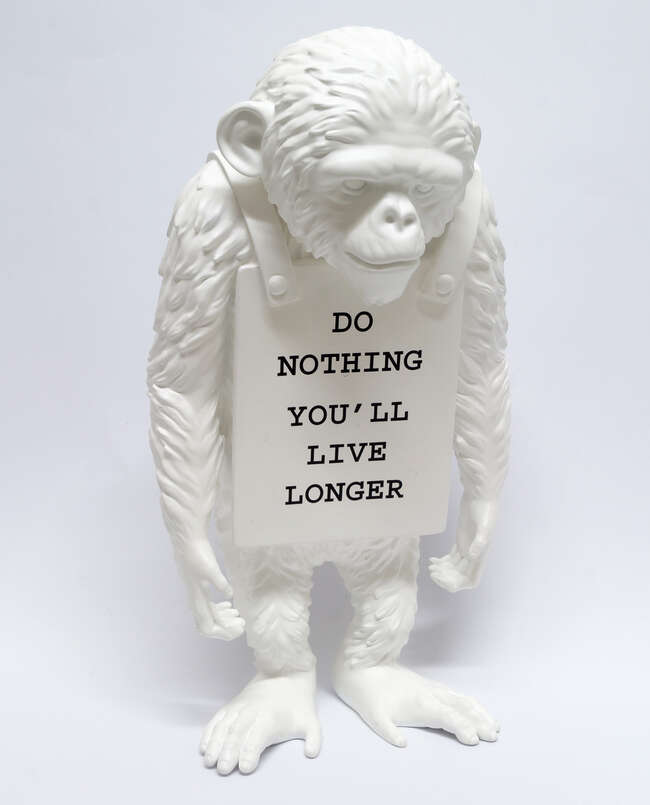 
	
		Banksy X Brandalism,
		 
		Do Nothing Youll Live Longer (white), 2016;
		 
		resin...