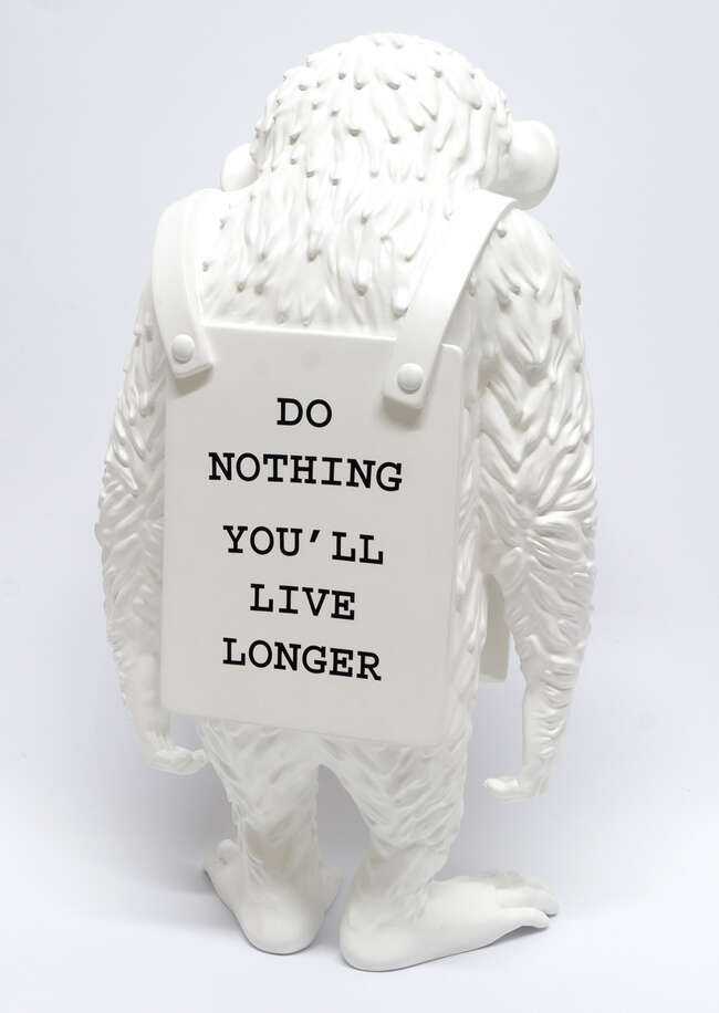 
	
		Banksy X Brandalism,
		 
		Do Nothing Youll Live Longer (white), 2016;
		 
		resin...