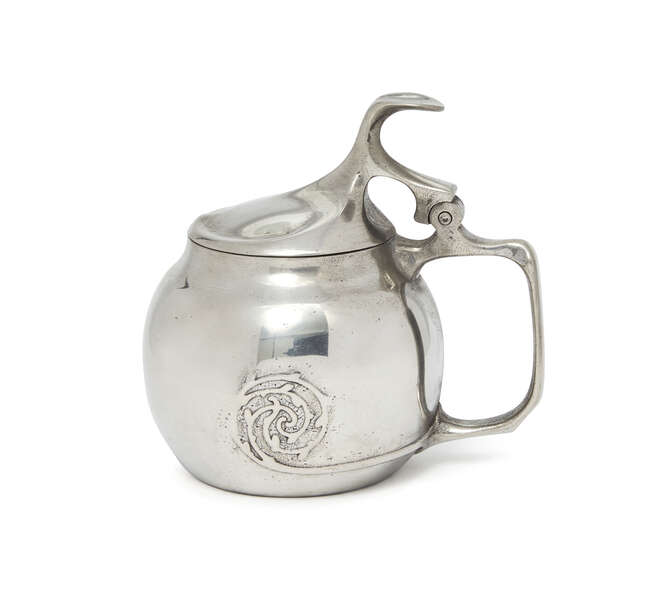 
	
		After Richard Riemerschmid, a polished pewter tankard/stein
		Early 20th Century,...