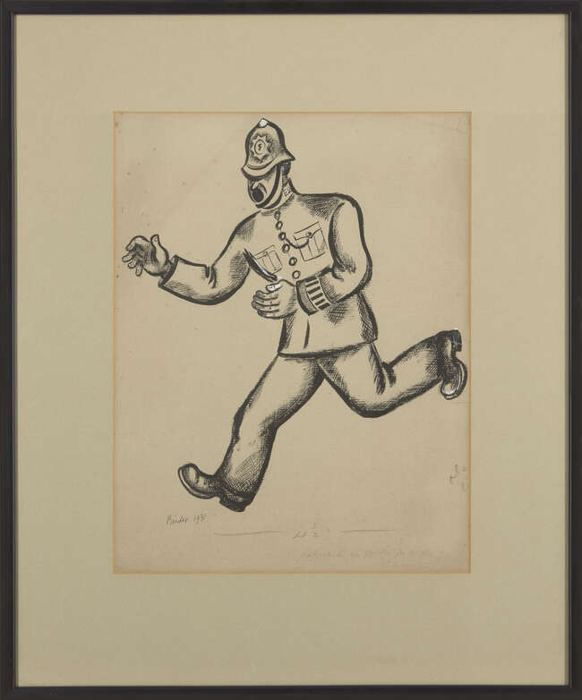 
	
		Pearl Binder, 
		British 1904-1990 - 
		 
		Policeman, 1931; 
		 
		ink and gouache on...
