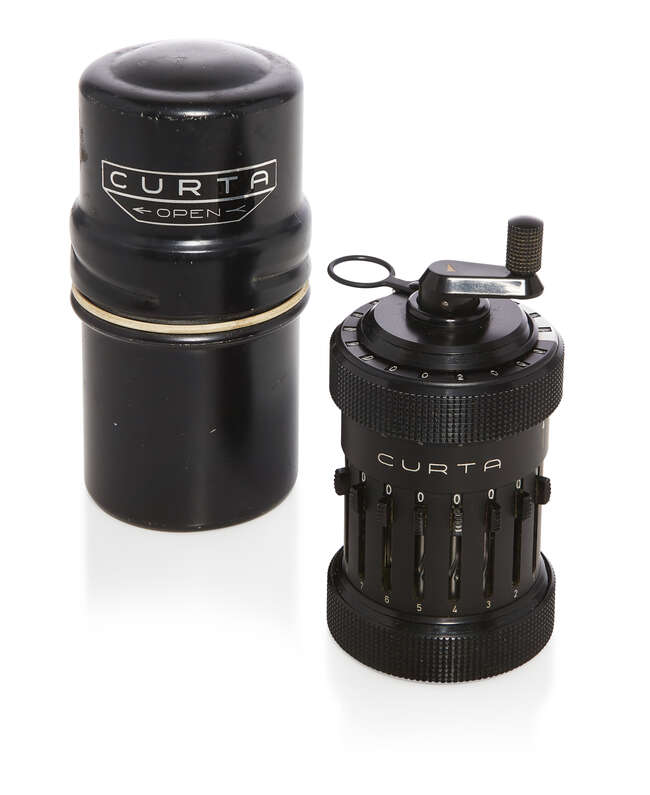 
	
		A Curta Type I mechanical Calculating Machine by Contina AG Ltd, Vaduz, Liechtenstein...