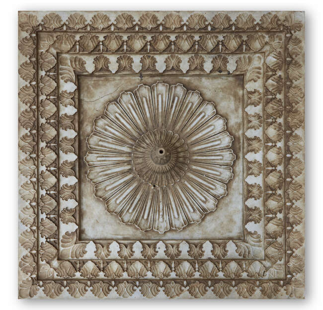 An Indian carved marble fountain, late 19th-early 20th century, of square form, the deeply...