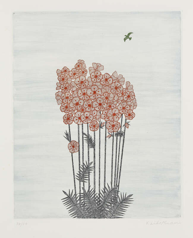 
	
		Keiko Minami, 
		Japanese 1911-2004-
		 
		Japanese Brushwood, 1977;
		 
		etching in...