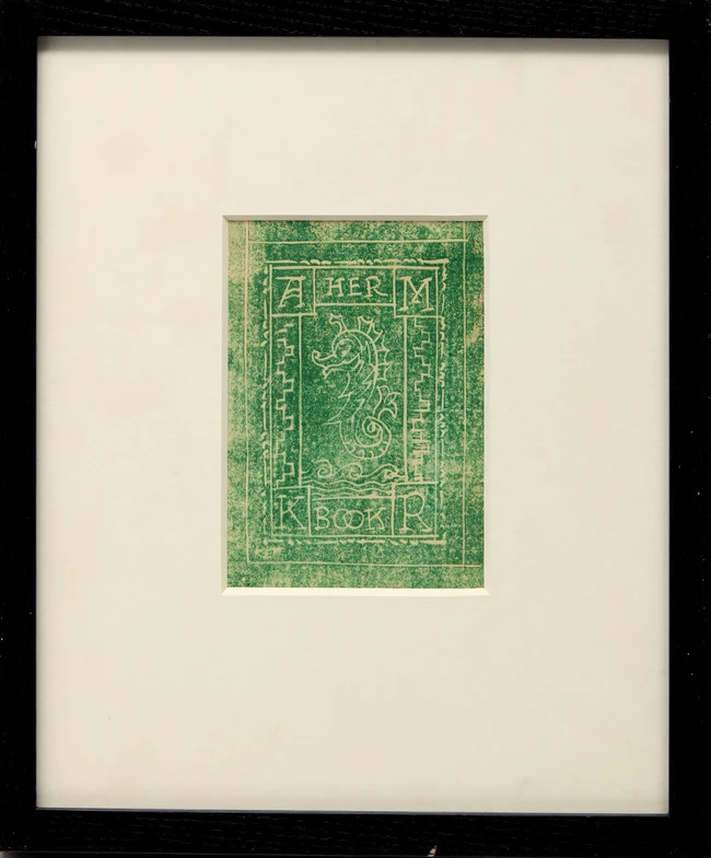 Cyril Edward Power, British 1872-1951, Seahorse Ex Libris, 1925; linocut printed in colour on...