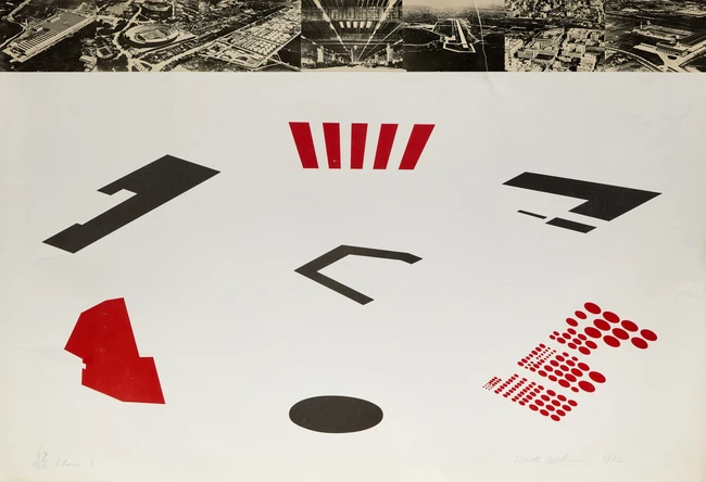 Derek Boshier, British 1937-2024, Abstracts, 1972; 2 photo-lithographs with colour, both signed...