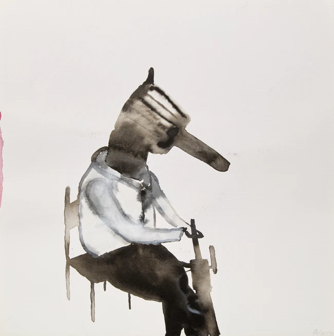 Nadia Ayari (Tunisian b. 1981-), 
Four watercolours depicting a plant; two flowers; a seated...