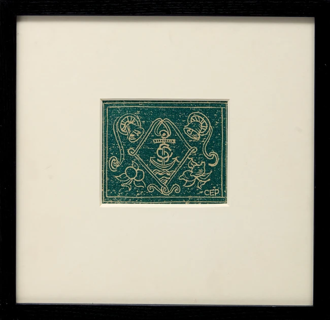 Cyril Edward Power, British 1872-1951, Heraldic Design with Bells and Anchor, 1925; linocut...