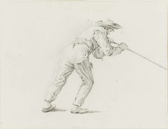 
	
		Pieter Barbiers the Elder, 
		Dutch 1717-1780- 
		 
		Study of a Man pushing out a...