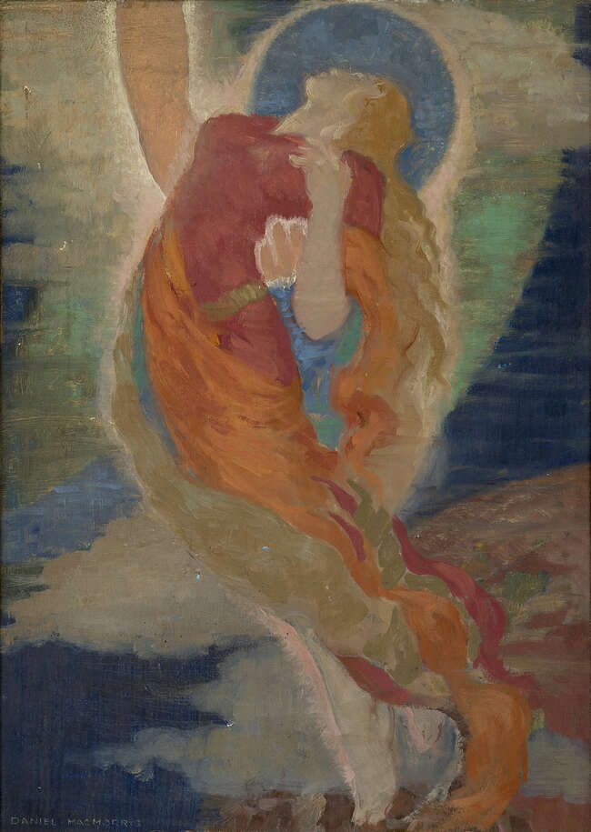 
	
		Daniel Leroy MacMorris, 
		American 1893-1981- 
		What is Desire?; 
		oil on board,...