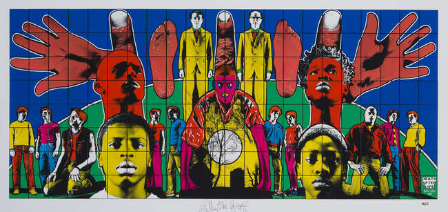 
	
		Gilbert & George,
		British b.1943 & b.1942-
		 
		Death After Life, 2009;
		 
		