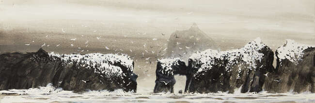
	
		Norman Ackroyd OBE RA, 
		British b.1938-
		 
		Roareim, Flannan;
		 
		oil on...