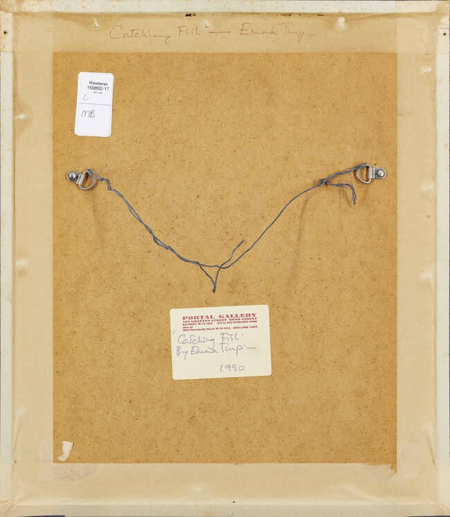 
	
		Emma Turpin, 
		British b.1964 - 
		 
		Catching Fish, 1990; 
		 
		oil on board,...