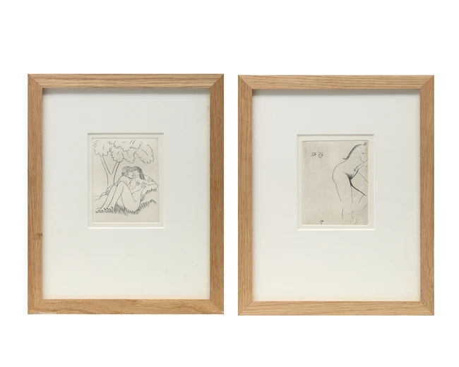 After Eric Gill ARA ROI, British 1882-1940, Yahoo, 1926; Dalliance; each copper engraving on...