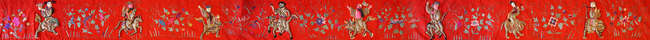 A Chinese silk embroidered 'immortals' wall hanging
Early 20th century
Decorated with the Eight...
