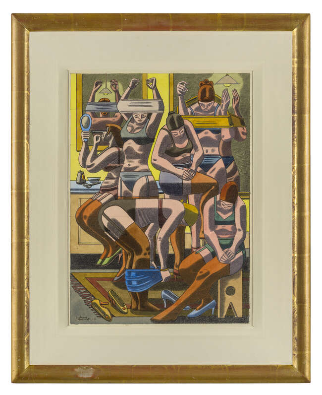 
	
		William Roberts RA, 
		British, 1895-1980 - 
		 
		The Dressing Room, 1966; 
		 
		