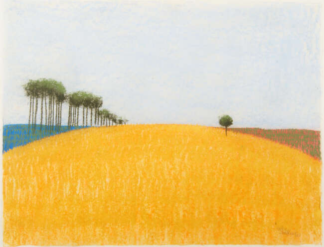 
	
		Pieter Van Der Westhuizen, 
		South African b.1931- 
		Cornfield with Trees, 1987;
		
