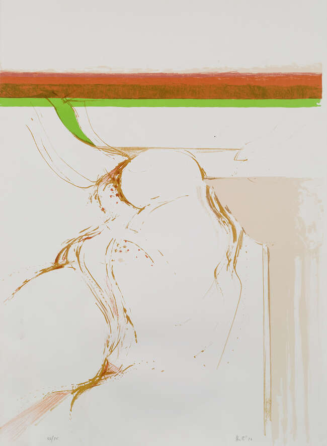 
	
		Adrian Heath,
		British 1920-1992-
		 
		Untitled, 1973;
		 
		lithograph in colours...