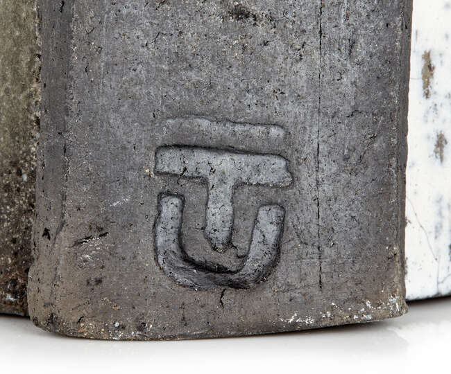 
	
		Designer unknown, 
		 
		Studio pottery tall cylindrical vessel with applied disc,...