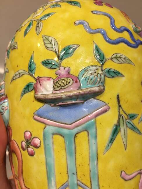 
	
		A Chinese porcelain &#39;precious objects&#39; baluster vase, early 20th century, painted in...