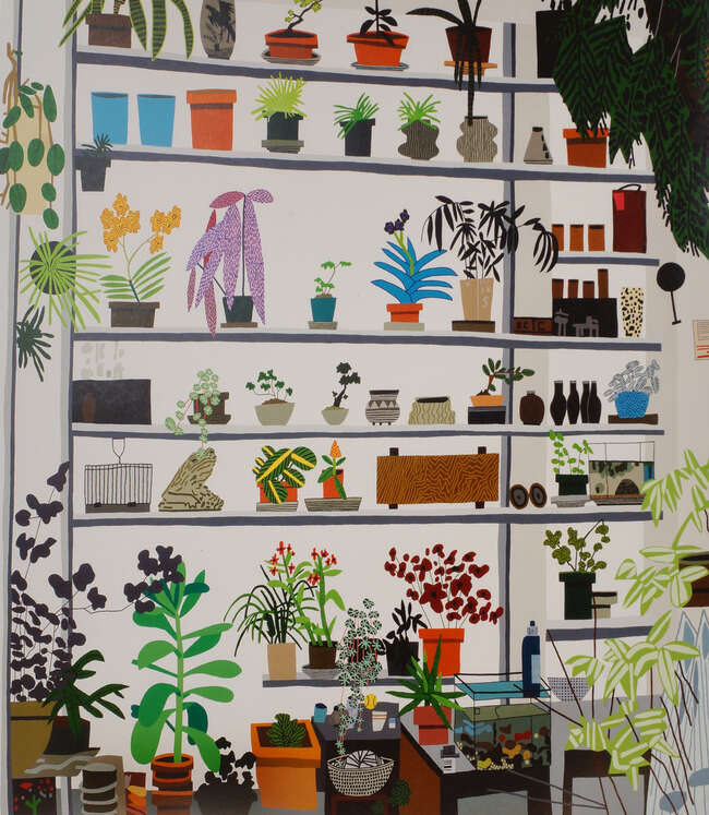 
	
		RTO Jonas Wood, 
		American b.1977- 
		 
		Large Shelf Still Life, 2017; 
		 
		offset...