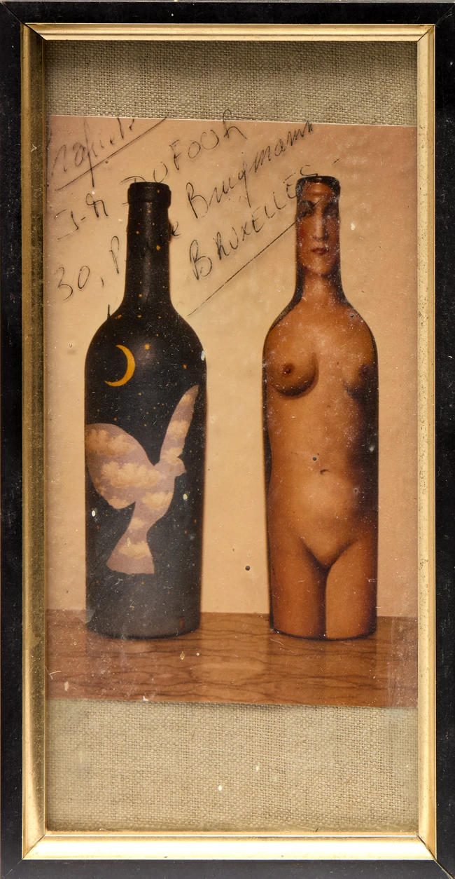 After René Magritte, Belgian 1898-1967, Bottles with Dove & Nude; colour photograph on Kodak...
