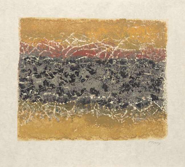 
	
		Mark Tobey, 
		American 1890-1976- 
		 
		Sonata, 1975; 
		screenprint in colours on...
