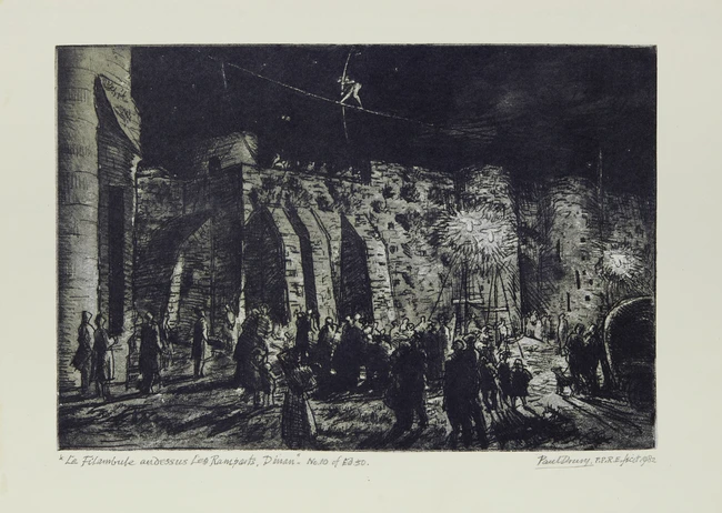 Paul Drury PPRE, British 1903-1987, Le Filambule au Dessus Les Ramparts, Dinan, 1982; offset...