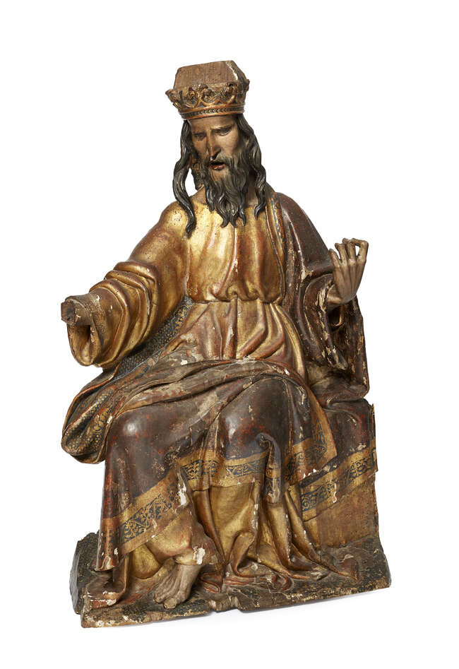 
	
		Circle of Diego de Siloe, 1495-1563, Spanish, a carved and polychromed wood sculpture of...