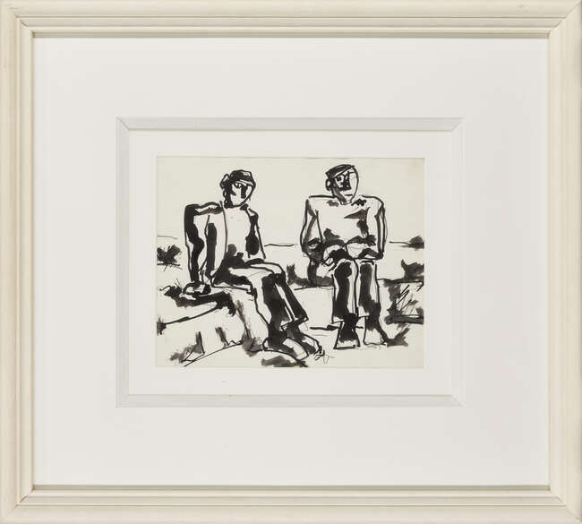 
	
		RETURN Josef Herman OBE RA, 
		Polish/British 1911-2000 - 
		 
		Two miners seated;...