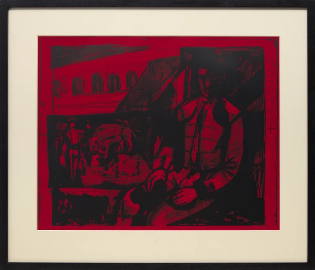 John Minton, British 1917-1957, Matador, 1951; lithograph on red wove paper, an unsigned...