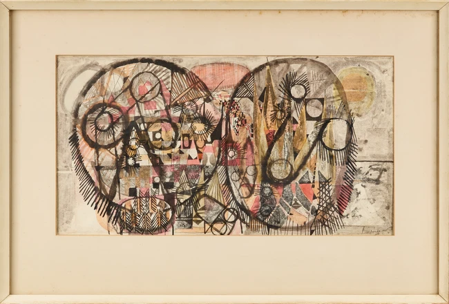 Avinash Chandra (Indian 1931-1991), 
Untitled Composition,
Signed lower right
to reverse dated...