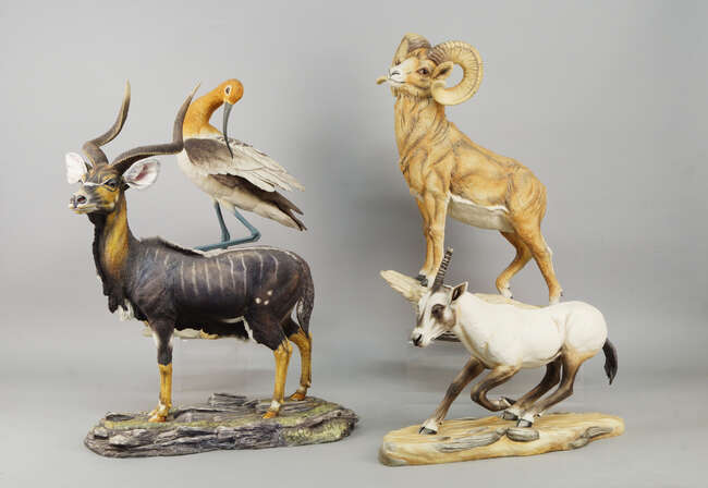 
	
		A group of Continental porcelain birds and animals, some by Boehm, 20th century, to...