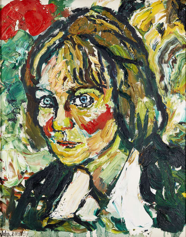 
	
		John Randall Bratby RA, 
		British 1928-1992 - 
		 
		Iris Murdoch; 
		 
		oil on...