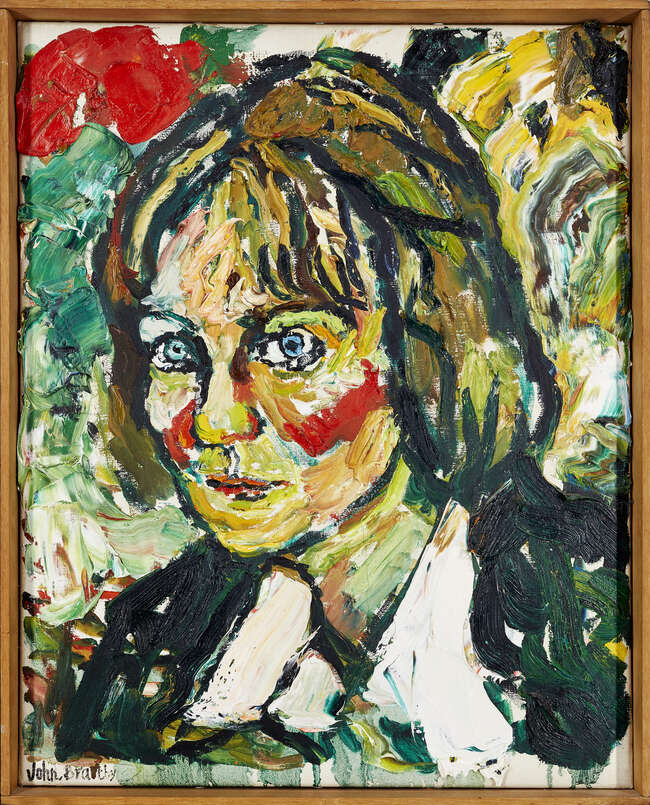 
	
		John Randall Bratby RA, 
		British 1928-1992 - 
		 
		Iris Murdoch; 
		 
		oil on...