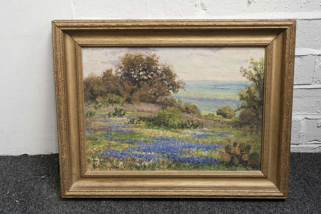 
	
		Rolla Sims Taylor, 
		American 1872-1970- 
		 
		Landscape with cactus and Texas...